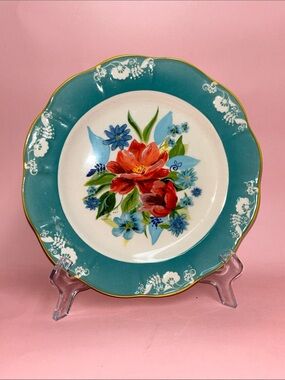 Pioneer Woman Spring Bouquet 8 3/4" Salad Plates Floral Blue Band